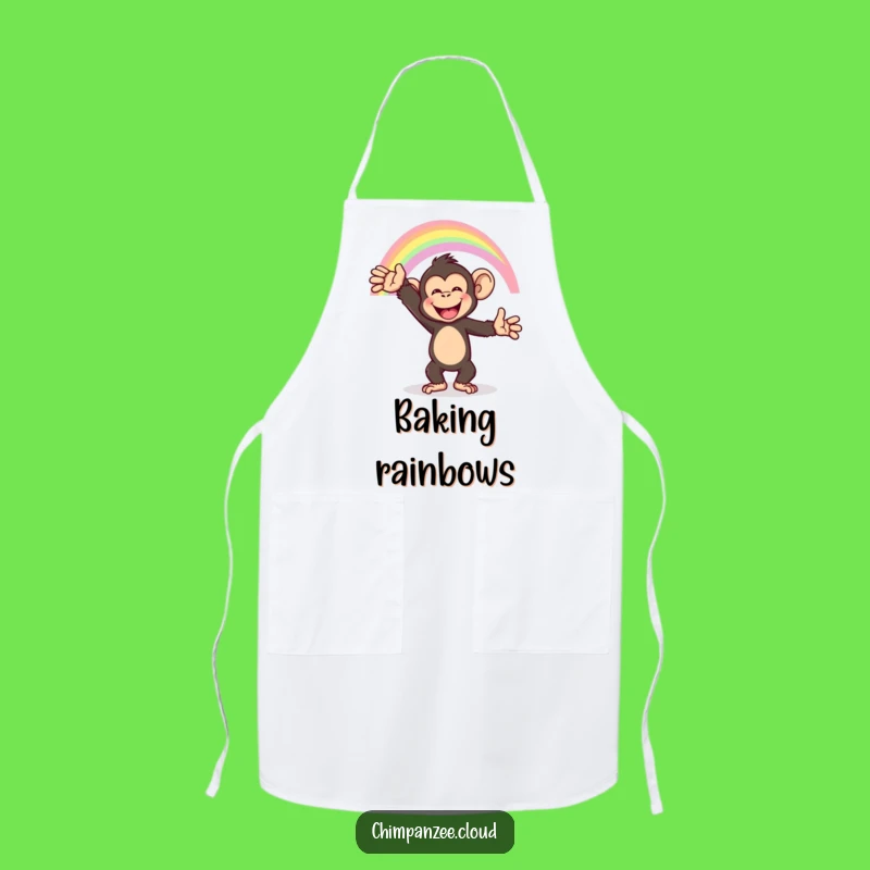 Funny Chimp Rainbow Apron: Happy Chef's Joyful Kitchen Attire