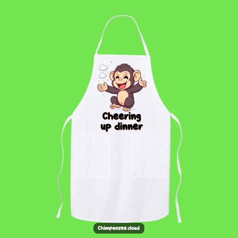 Funny Chimp Chef Apron: Cheerful Chimpanzee Making Cloud Confetti, Kitchen Funny Gift!