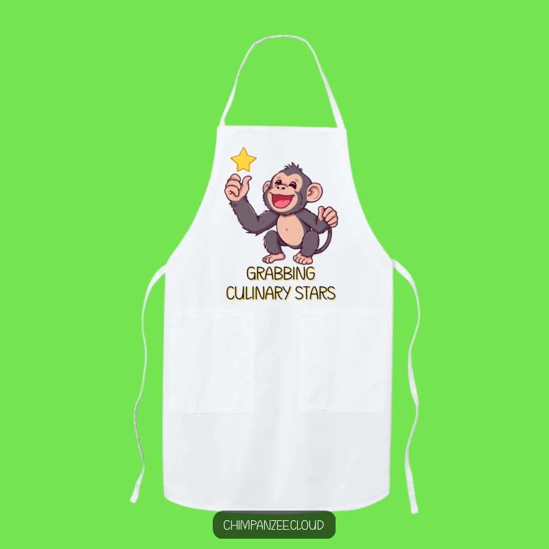 Funny Chimp Star Reach Apron: Cook with Big Dreams