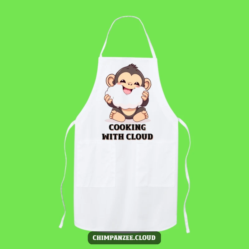 Funny Cloud Chimp Apron: Delighted Chimp in the Kitchen, Funny Chef Gift