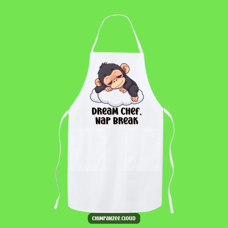 Funny Content Chimpanzee Napping Apron: Cook with Comedic Cloud Comfort