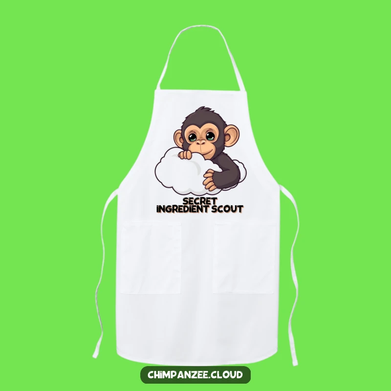 Funny Curious Chimp Cloud Apron: Cook with Playful Mystery