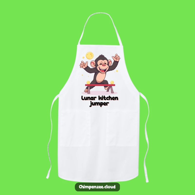 Funny Giggling Chimp Leapfrog Moons Apron - Playful Kitchen Gift