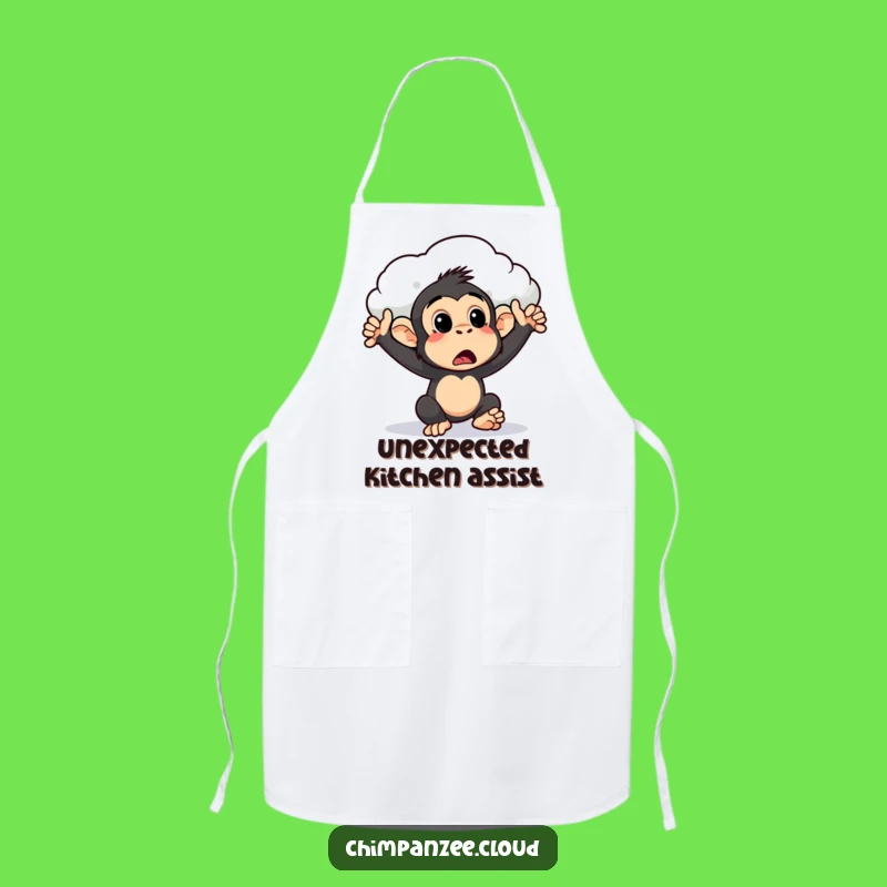 Funny Surprised Chimpanzee Cloud Push Apron: Kitchen Humor & Surprise Chef Gift