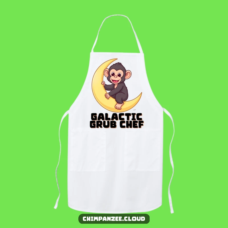 Funny Chimp Baker Apron: Cute Monkey Riding Moon for Hilarious Cooks