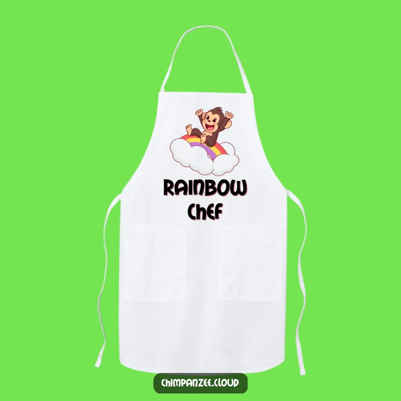 Funny Chimp Rainbow Apron - Excited Character Kitchen Wear, Perfect Gift!