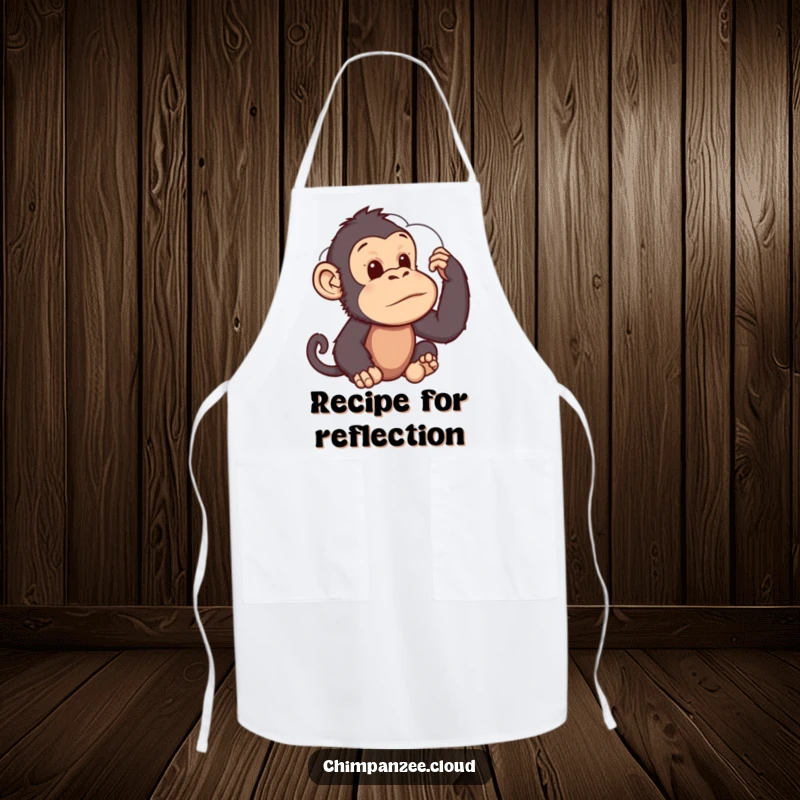 Funny Apron: A chimpanzee thoughtfully observing cloud shapes, perfect for a cook who enjoys quiet contemplation while creating.
