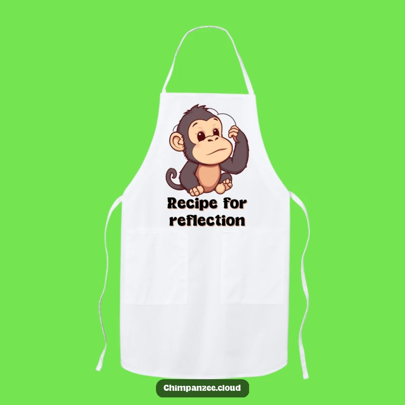 Funny Chimp Cloud Gazer Apron: Thoughtful Primate's Whimsical Kitchen Accessory