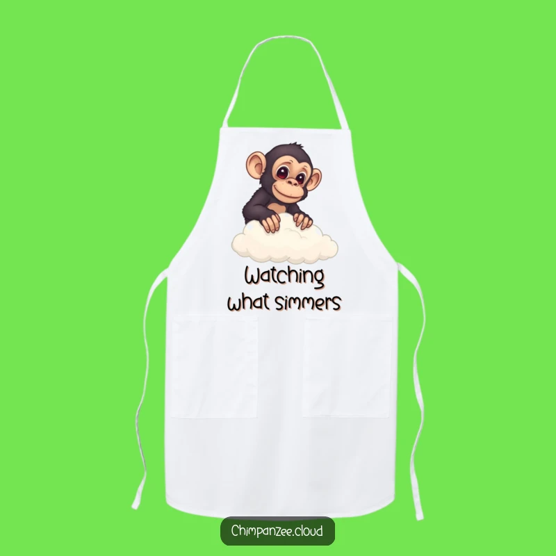 Funny Chimp Cloud Peek Apron: Cook with Curiosity