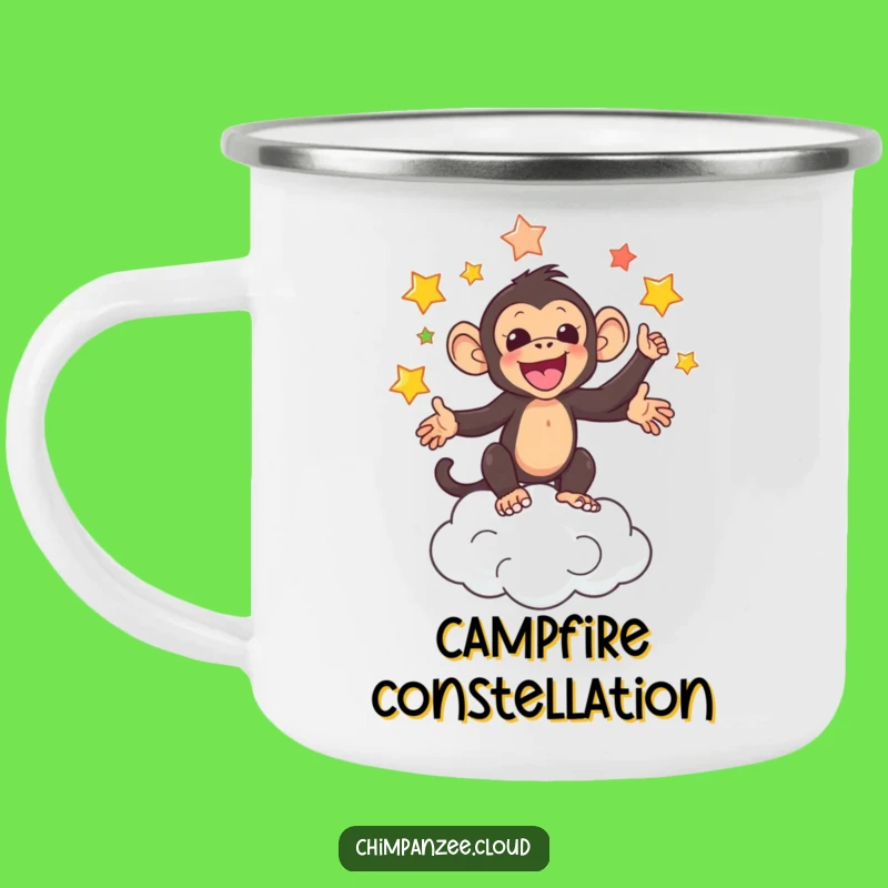 Funny Star Juggling Chimp Camping Mug: Adorable Chimpanzee's Cosmic Brew