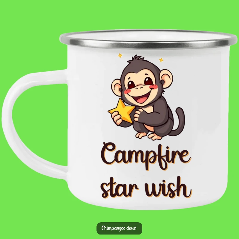 Funny Star Chimp Camping Mug: Chimpanzee Holding Star, Outdoor Joy