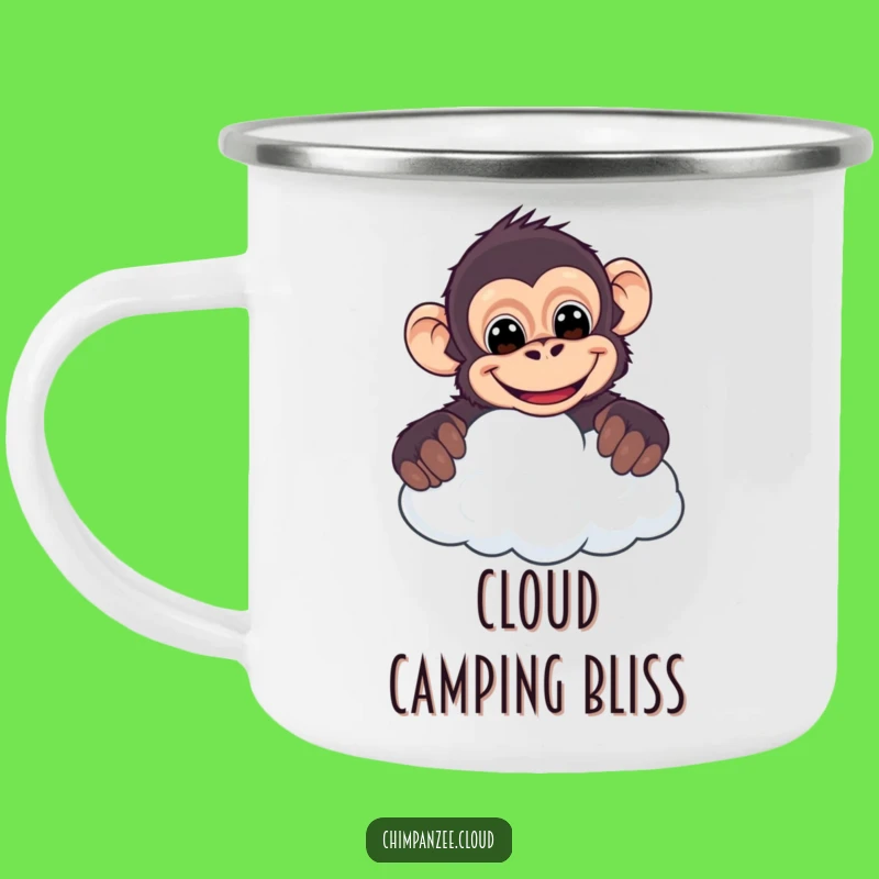 Funny Cheeky Chimpanzee Camping Mug - Cloud Grin Adventure Cup