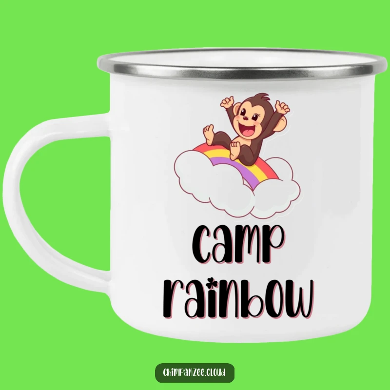 Funny Chimp Rainbow Camping Mug - Excited Character Cup, Perfect Gift!