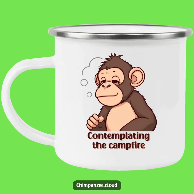 Funny Thoughtful Chimpanzee Camping Mug: Ponder Nature's Wonders