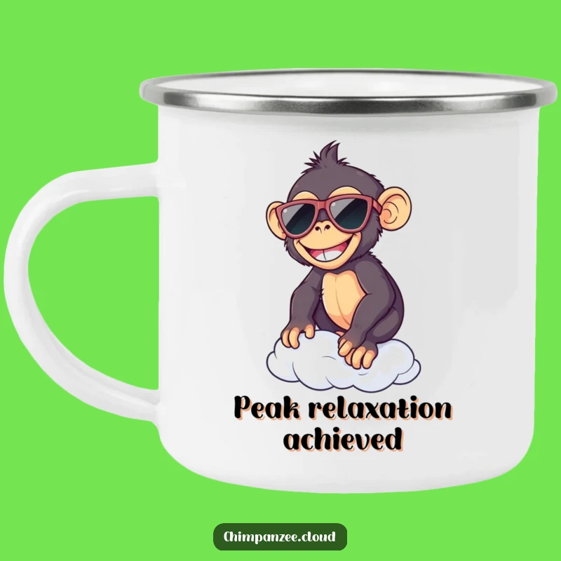 Funny Chimp Sunglasses Cloud Camping Mug: Adventure Ready Chimp Gift