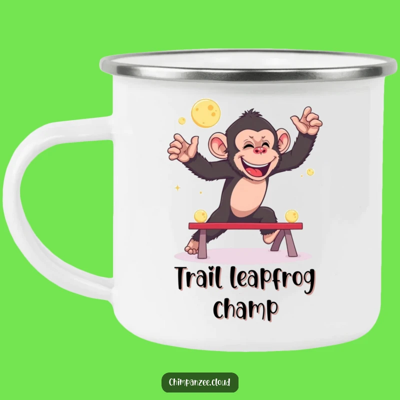 Funny Giggling Chimp Leapfrog Moons Camping Mug - Outdoor Fun Gift