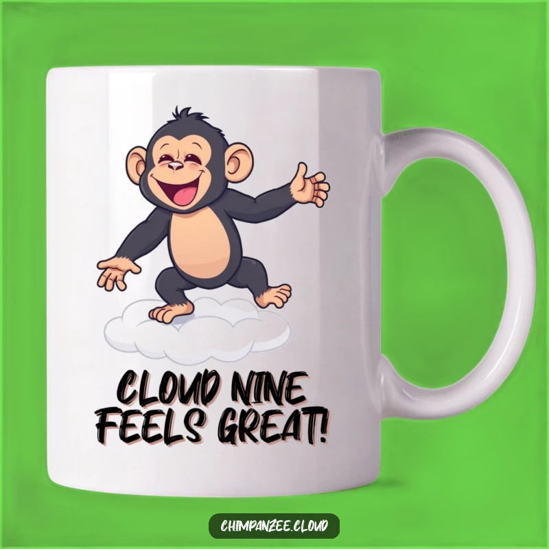 Funny Chimp Cloud Dance Mug: Joyful Primate's Happy Dance, Perfect Gift