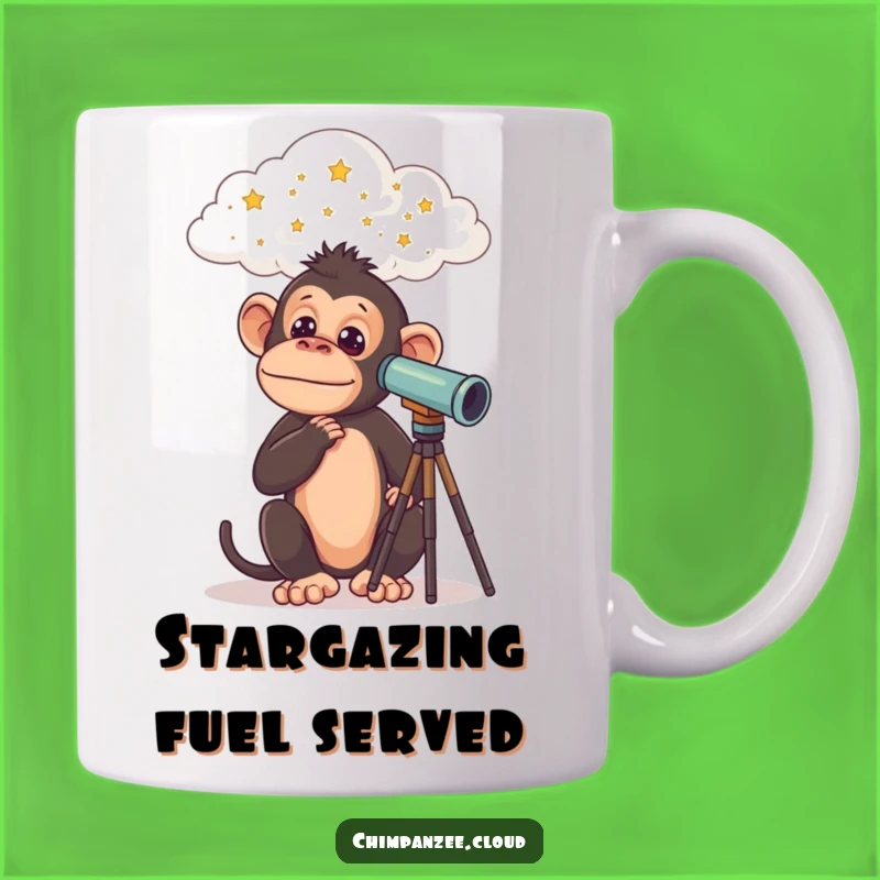 Funny Chimp Explorer Mug: Curious Chimpanzee Telescope Star Gazing, Perfect Funny Gift!