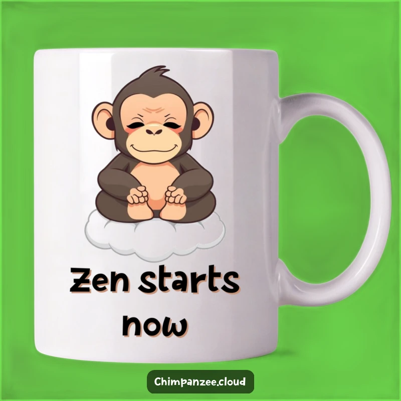 Funny Chimp Meditation Mug: Peaceful Monkey's Zen Cloud Moment Gift
