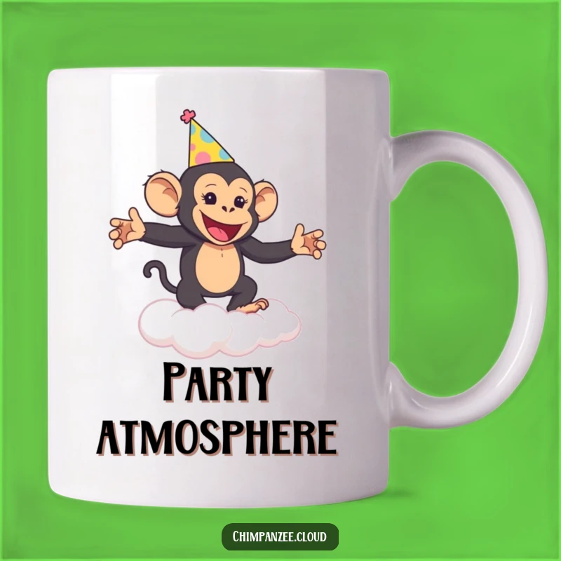 Funny Chimp Party Mug: Joyful Chimp Dances on Cloud, Perfect Funny Gift