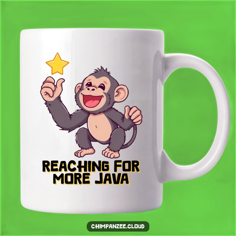 Funny Chimp Star Reach Mug: Dreamy Chimp Gift for Aspirations