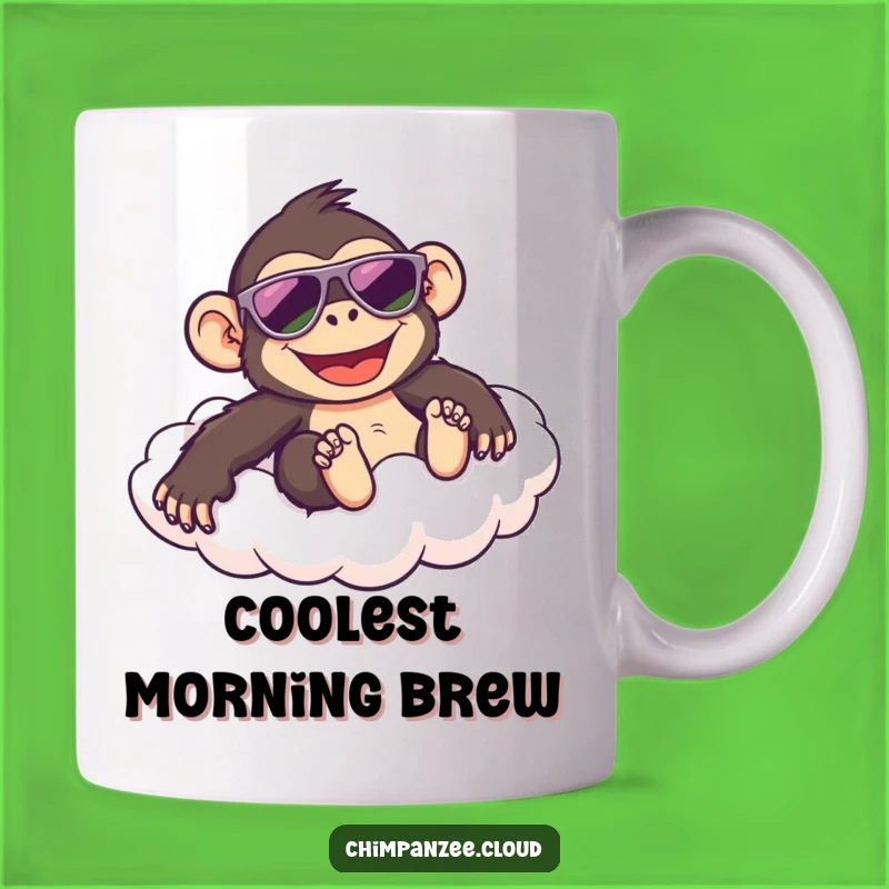 Funny Cool Chimp Mug: Happy Chimpanzee Sliding Down Cloud, Awesome Gift