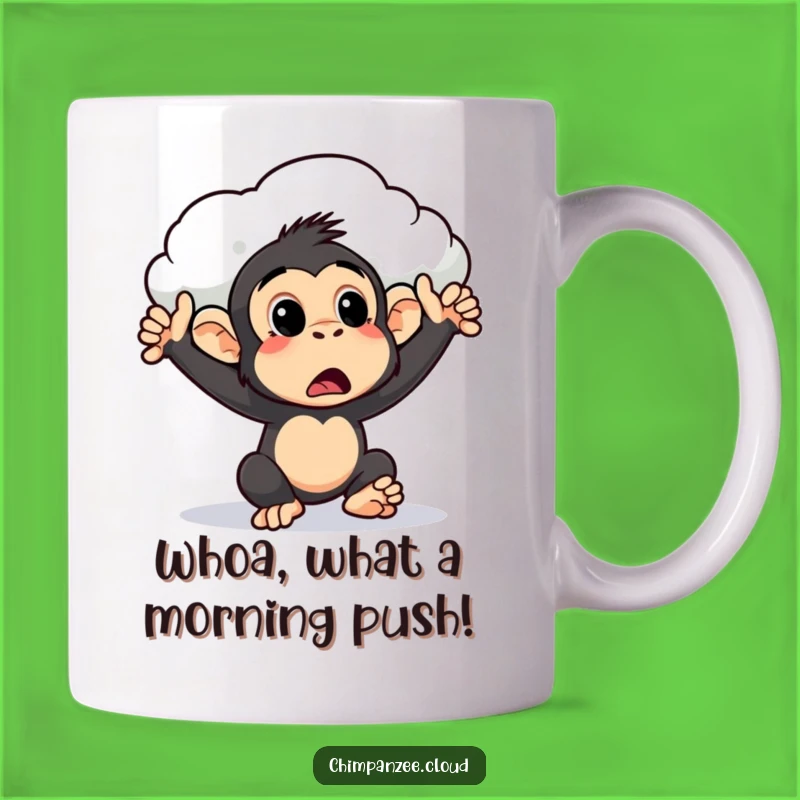 Funny Surprised Chimpanzee Cloud Push Mug: Hilarious Surprise Gift for Chimp Fans
