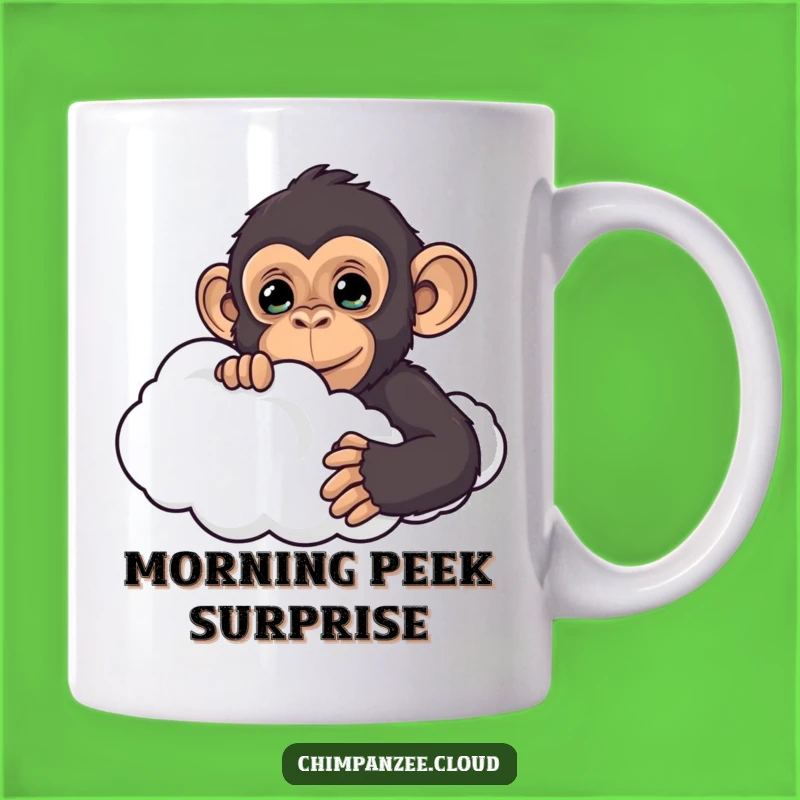 Funny Curious Chimp Cloud Mug: Peek-a-Boo Surprise Gift