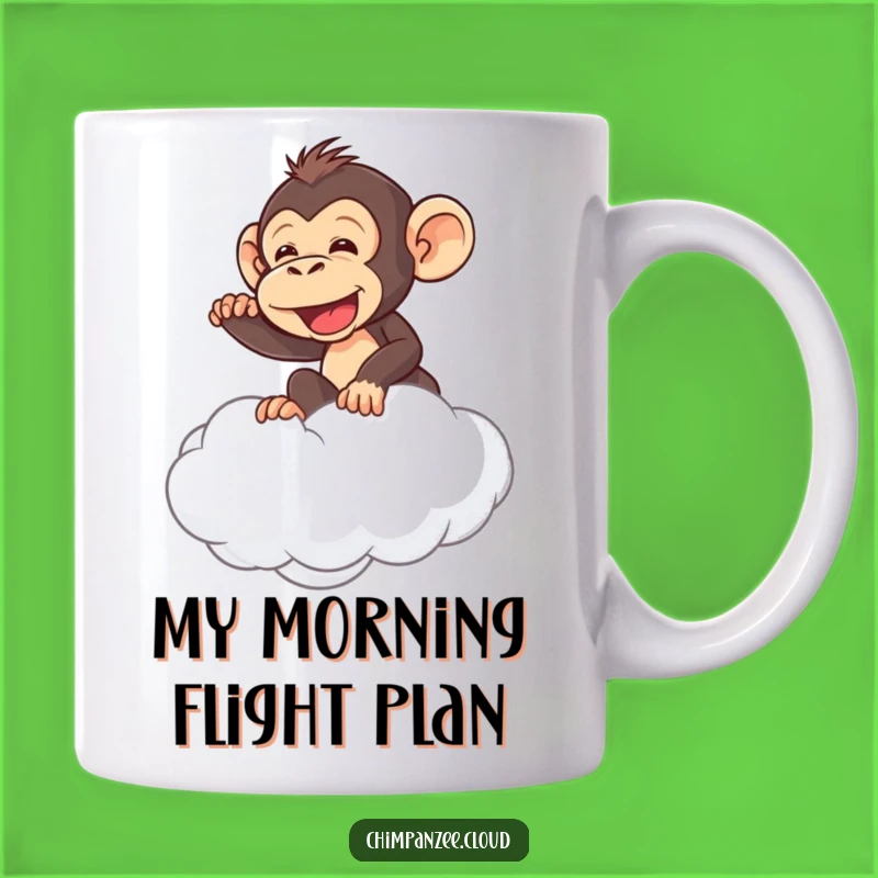 Funny Chimp Cloud Ride Mug: Mischievous Chimpanzee's Funny Adventure Gift