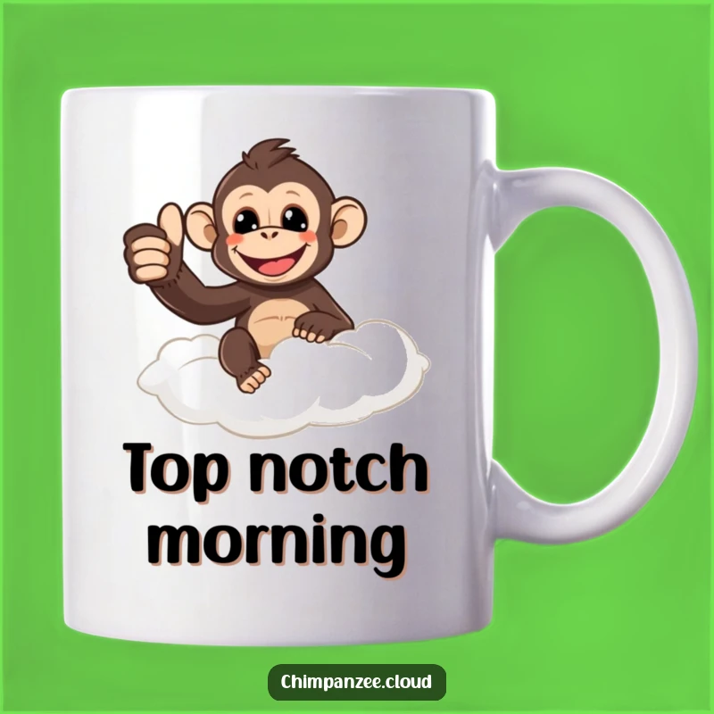 Funny Thumbs Up Chimpanzee Cloud Mug: Positive Vibes Gift