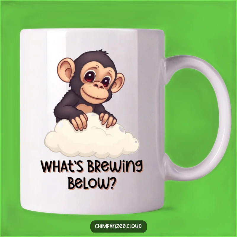 Funny Chimp Cloud Peek Mug: Curious Chimp Gift for Coffee Lovers