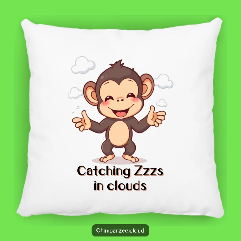 Funny Chimp Cloud Pillow: Cheerful Monkey Juggling, Comfy & Hilarious