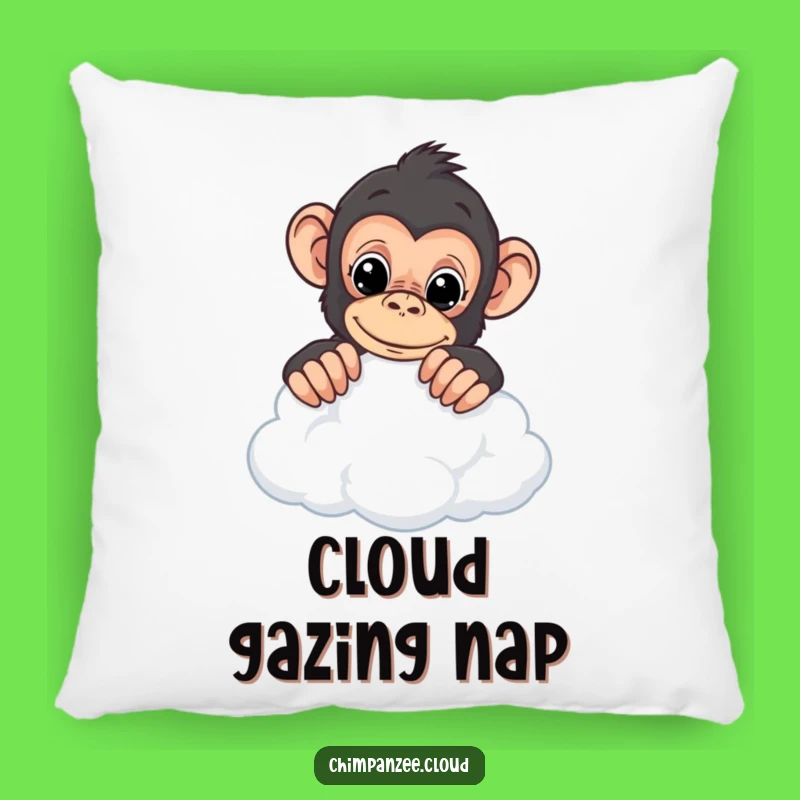 Funny Chimp Accent Pillow - Cozy Curious Primate Cloud Decor