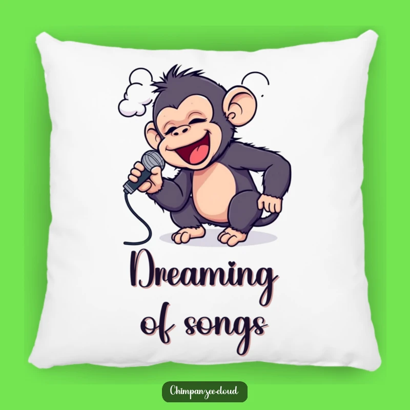 Funny Chimp Rockstar Pillow: Soft Cushion with a Singing Chimp, Super Funny Gift