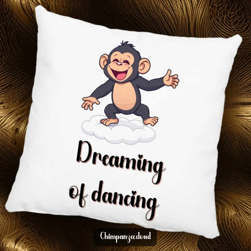 Funny Pillow: A charming chimpanzee dancing with glee on a cloud, adding a touch of whimsical joy to any space.