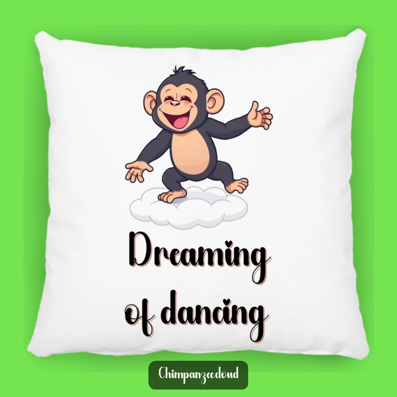 Funny Chimp Cloud Dance Pillow: Cozy & Joyful Primate's Happy Dance Accent