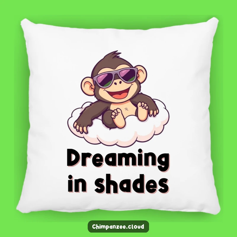 Funny Cool Chimp Pillow: Happy Chimpanzee Sliding Cloud, Comfy Decor