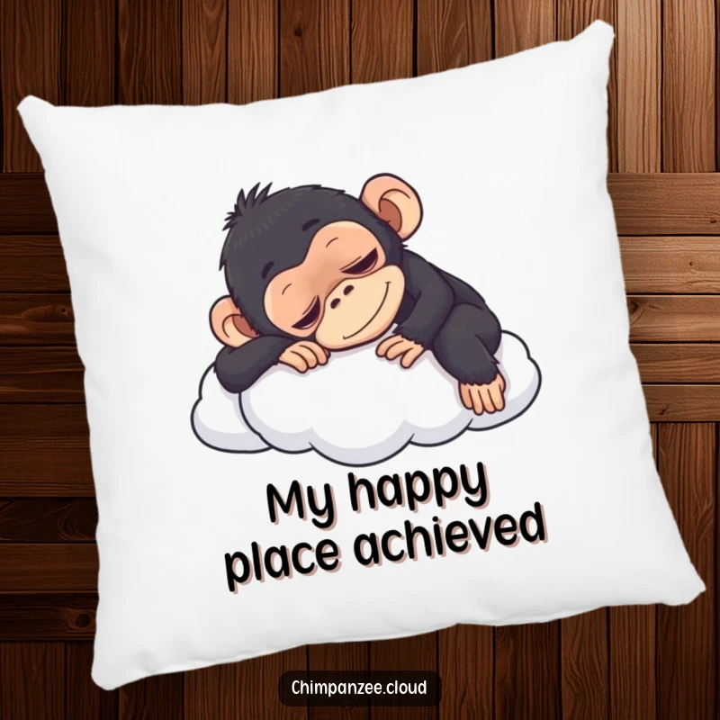 Funny chimpanzee napping on a fluffy cloud, a humorous and comfortable accent pillow for any living space.