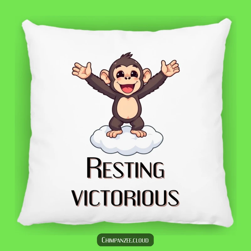 Funny Chimp Victory Pillow: Cozy Monkey's Triumphant Cloud Comfort