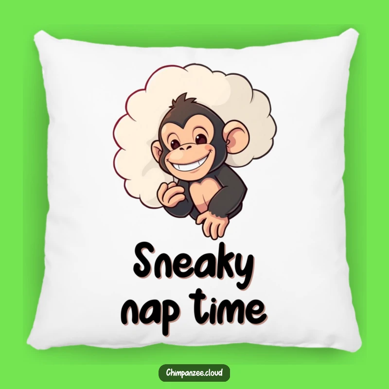 Funny Sneaky Chimp Pillow: Mischievous Chimpanzee Peeking Cloud Cushion
