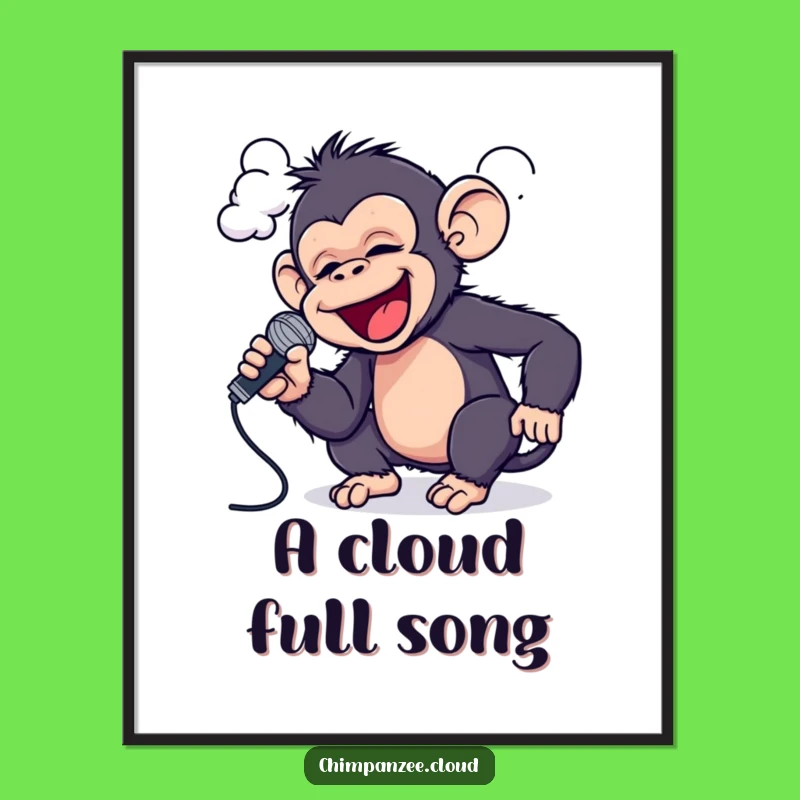 Funny Chimp Rockstar Art: Whimsical Digital Print of a Singing Chimp, Perfect Funny Gift