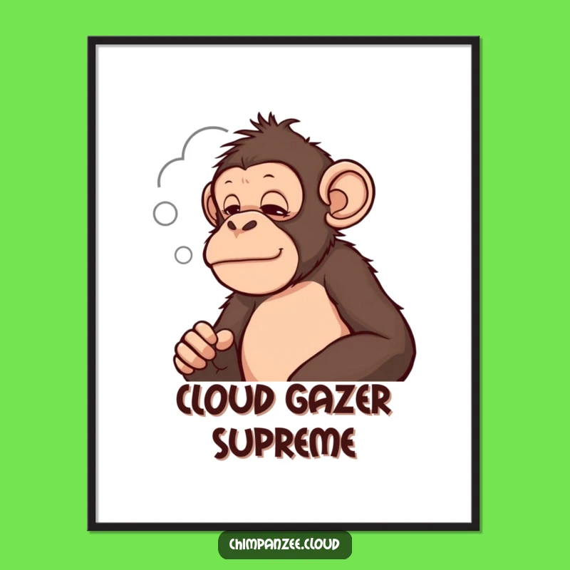 Funny Thoughtful Chimpanzee Digital Print: Instant Contemplative Art
