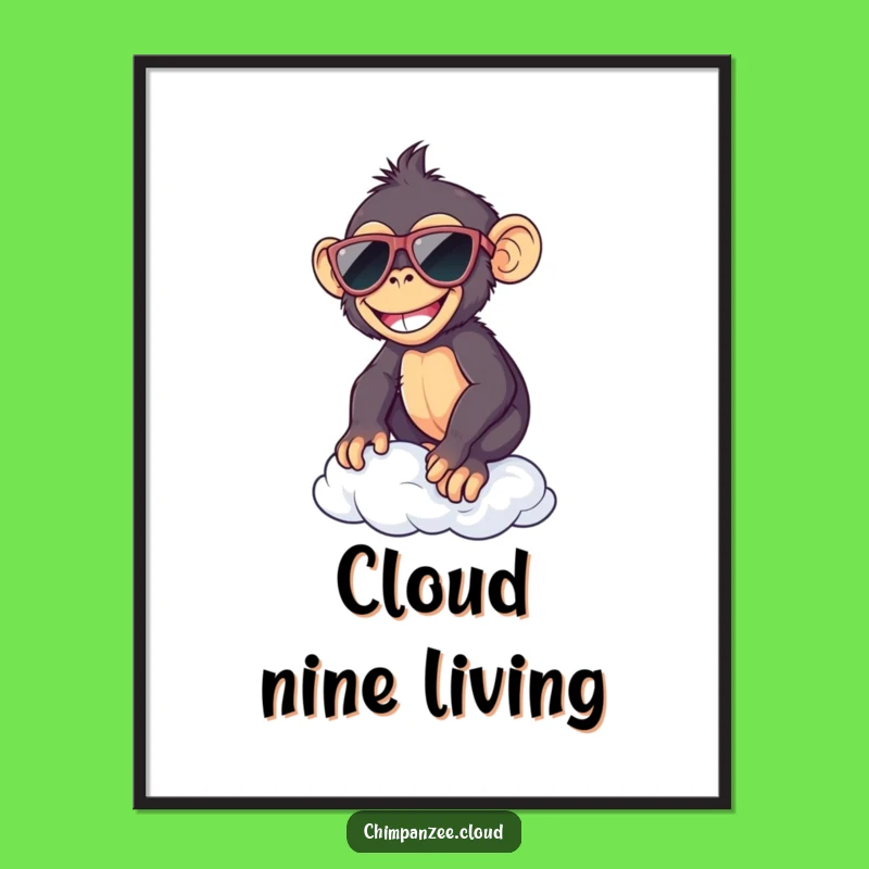 Funny Chimp Sunglasses Cloud Digital Art: Instant Humor for Your Walls