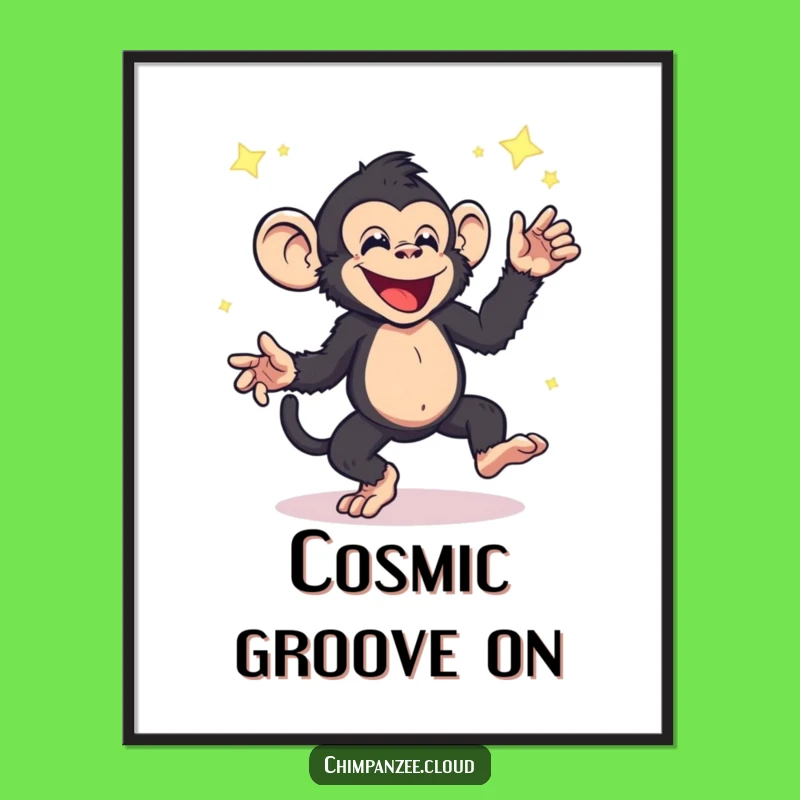 Funny Energetic Chimpanzee Digital Art - Cosmic Dance Wall Decor