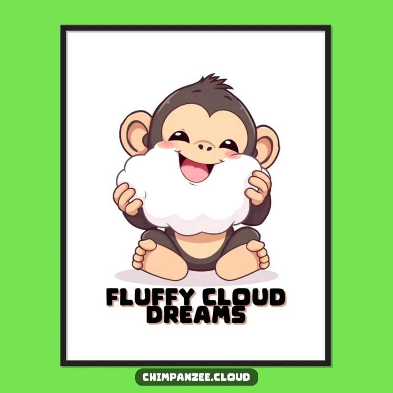Funny Cloud Chimp Digital Print: Delighted Chimp Play Art, Instant Whimsical Decor