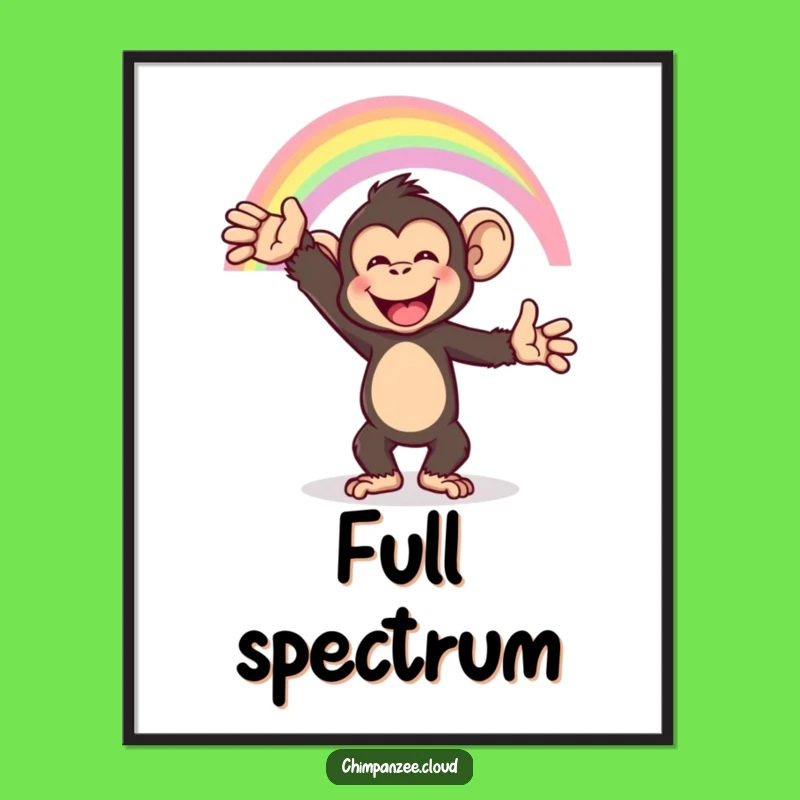 Funny Chimp Rainbow Digital Print: Happy Monkey's Joyful Sky Art
