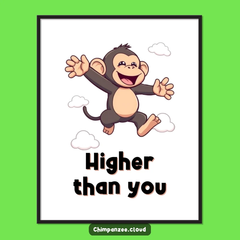 Funny Bouncing Chimp Digital Art: Hilarious Monkey Printable for Instant Joyful Decor