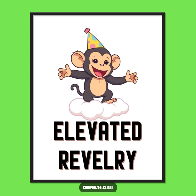 Funny Chimp Party Art: Whimsical Digital Print of a Dancing Chimp, Perfect Funny Gift