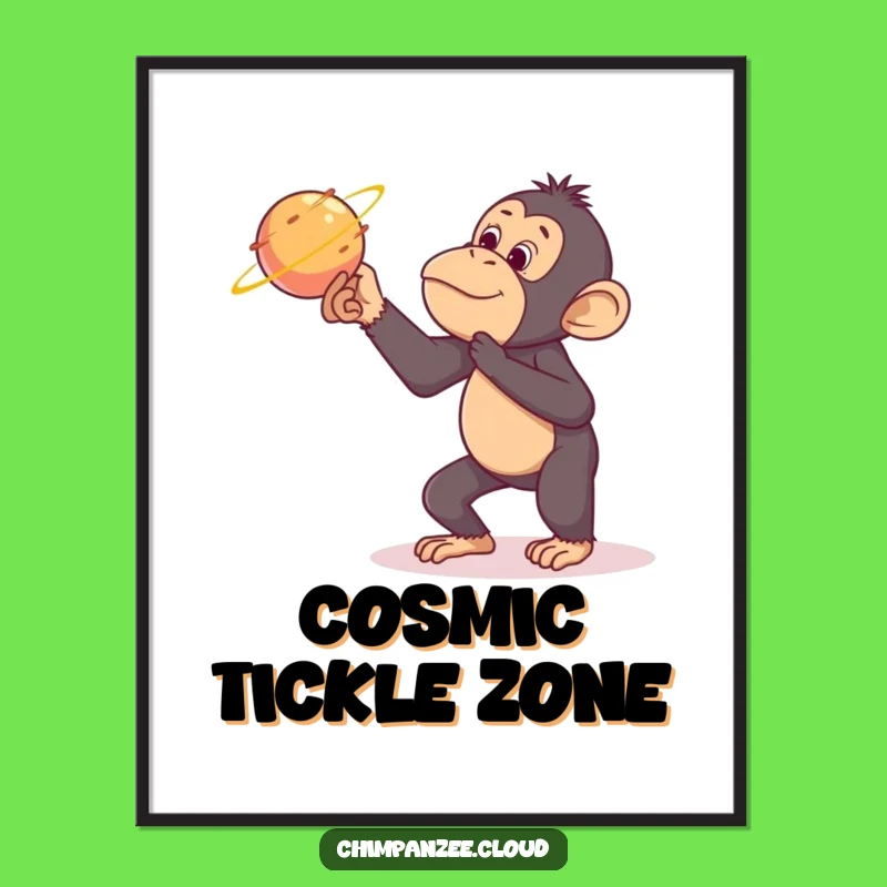 Funny Chimp Tickling Comet Digital Art - Humorous Space Decor Gift