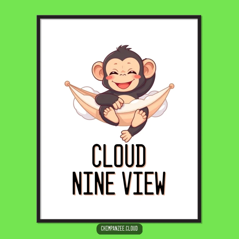 Funny Content Chimp Cloud Hammock Digital Art - Relaxing Space Print Gift